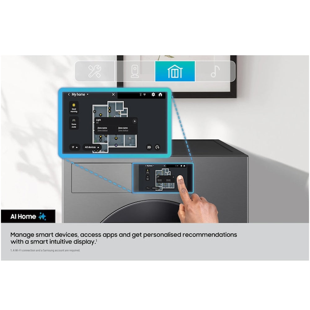 Samsung Series 9 WF90F09C4SU1 Bespoke AI Home 9kg 1400 Spin Smart Washing Machine Dark Steel